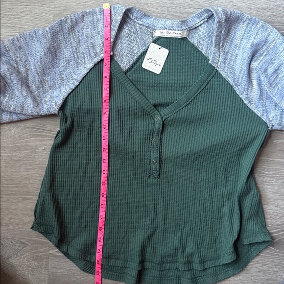 NEW free people Top sweet confession henley dried pine combo Medium - Picture 7 of 7